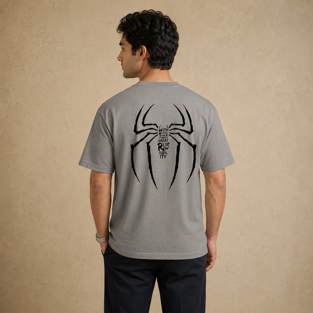 Spider Graphic T-Shirt – Grey