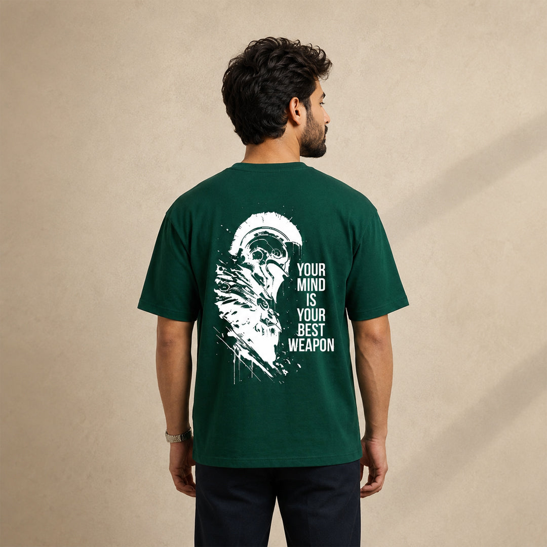 Abstract Face Graphic T-Shirt – Forest Green