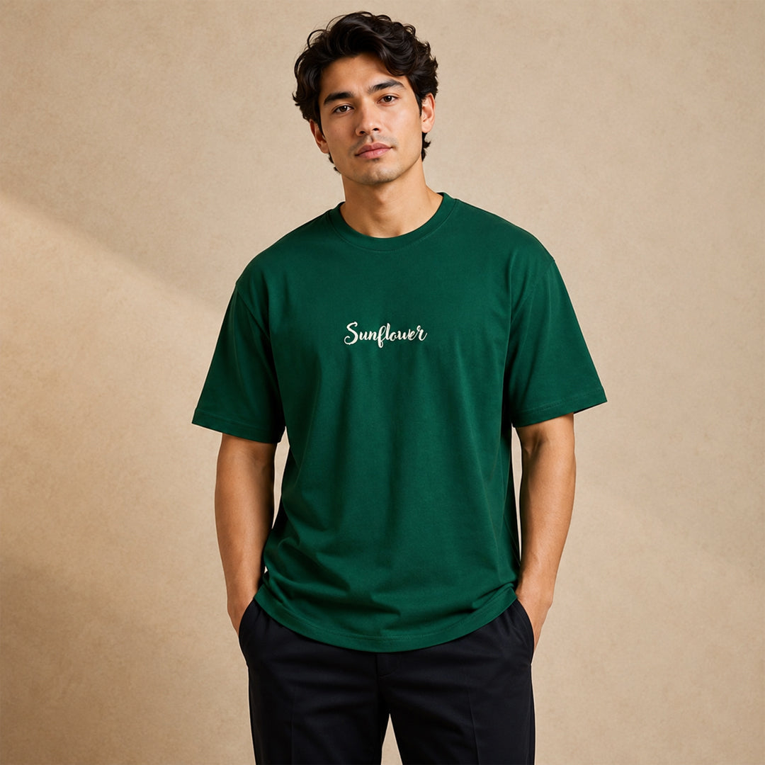 Sunflower Typography T-Shirt – Forest Green