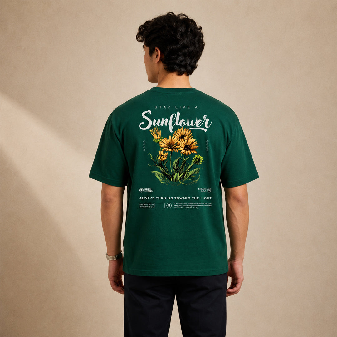 Sunflower Typography T-Shirt – Forest Green