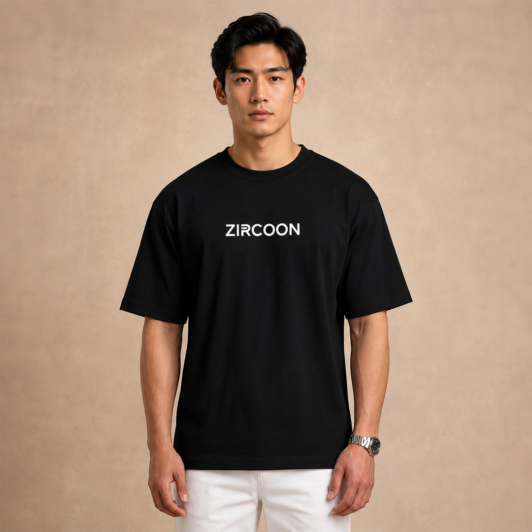 ZIRCOON Logo T-Shirt – Black | Premium Cotton Oversized Tee